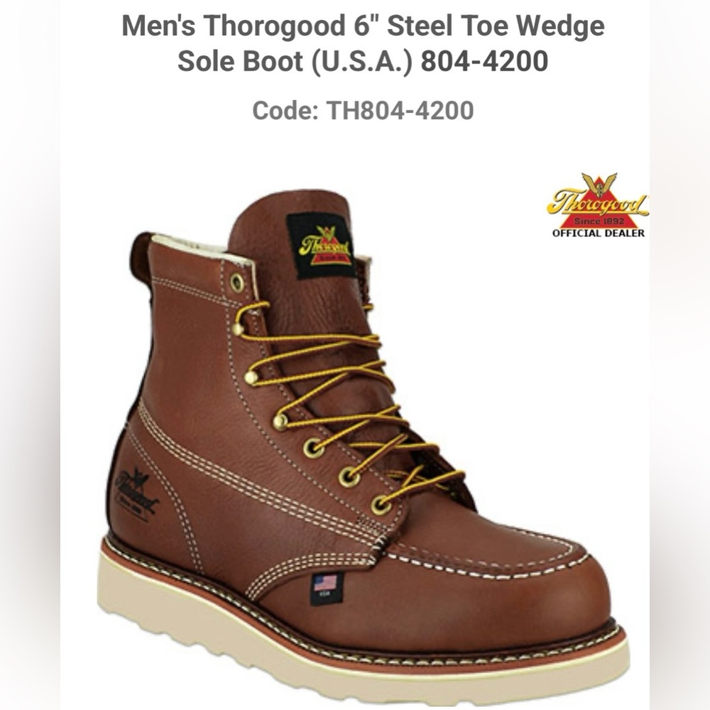 Thorogood 6” Steel Toe Wedge Sole Boot Size 10 D NWT